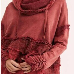 Free People~'Playing in Plaid' Cropped Ruched Fringe Pullover Top/Shirt~Small